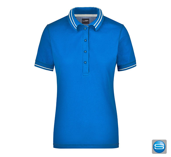 damen-poloshirt-kontraststreifen-mit-logo-blau