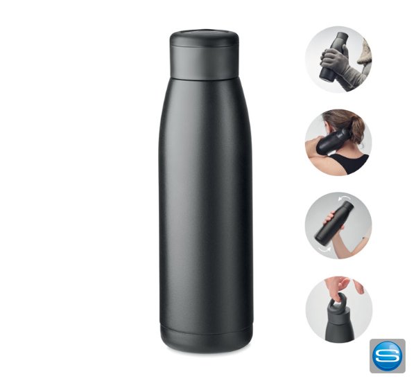 Doppelwandige Flasche aus recyceltem Edelstahl mit Logo