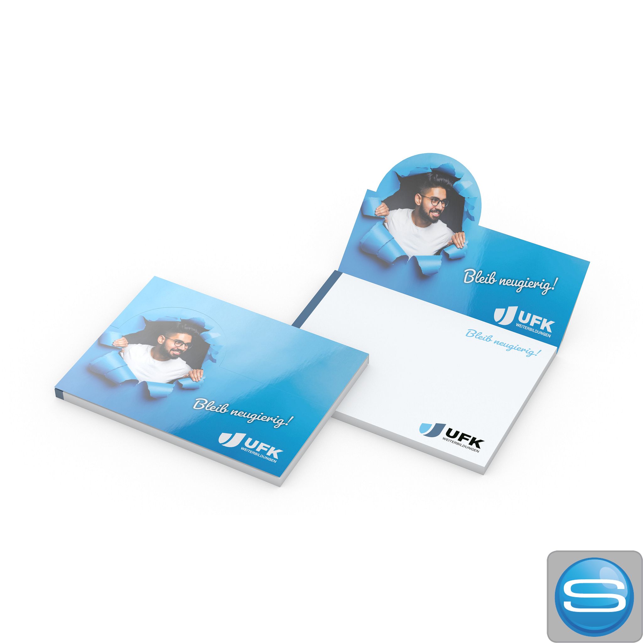 Haftnotizblock Pop-Up Aufsteller mit eigenem Logo bedruckt