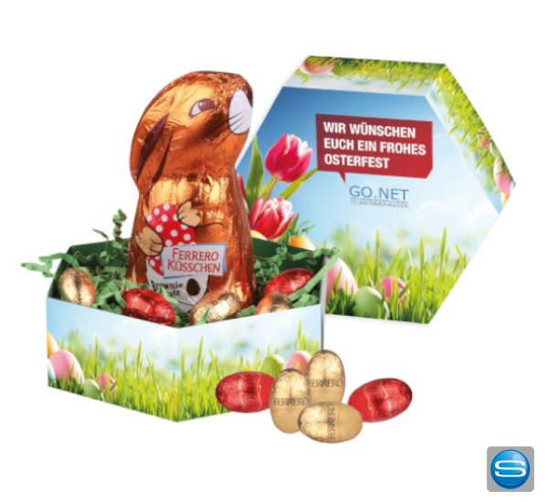 Großes Osternest mit Ferrero Küsschen Schokolade als Werbegeschenk