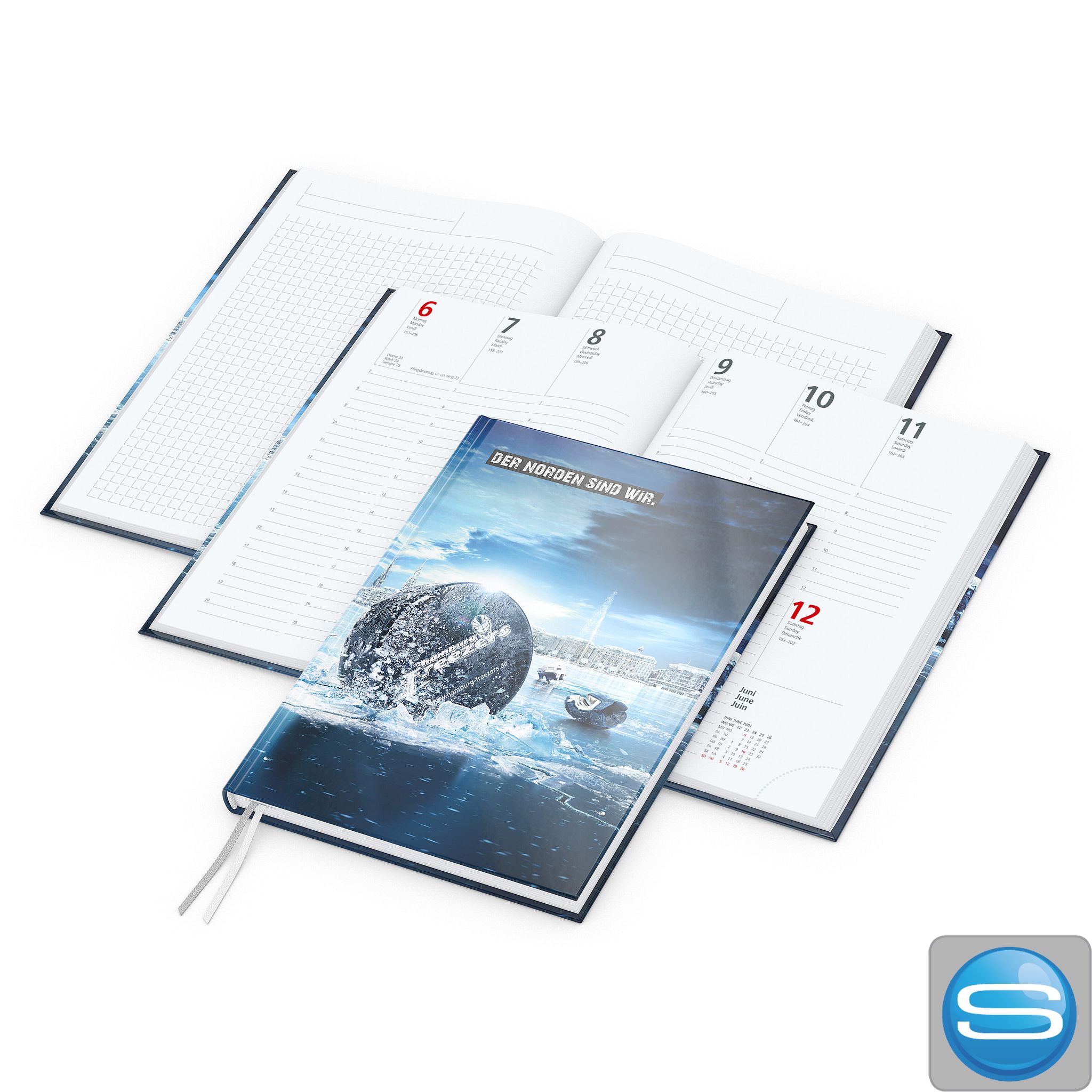 Hybrid-Wochenkalender mit Notizbuch als Werbegeschenk