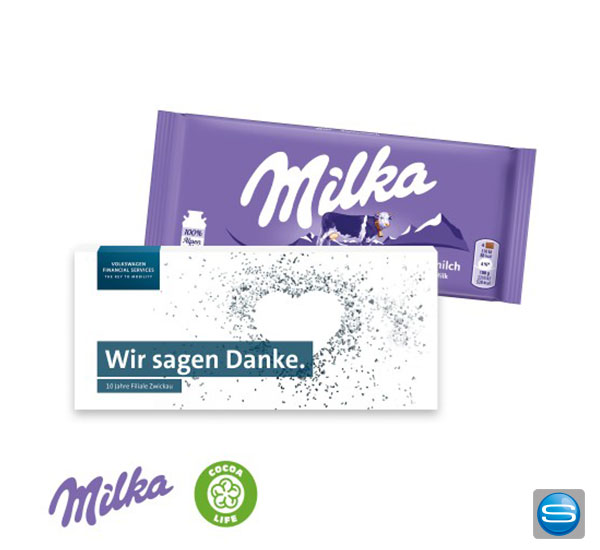 Milka Schokolade als zartes Werbegeschenk mit individuellem Logodruck