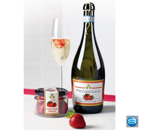 erdbeer-prosecco-bedrucken Erdbeertraum Prosecco mit individuellem Logo bedrucken
