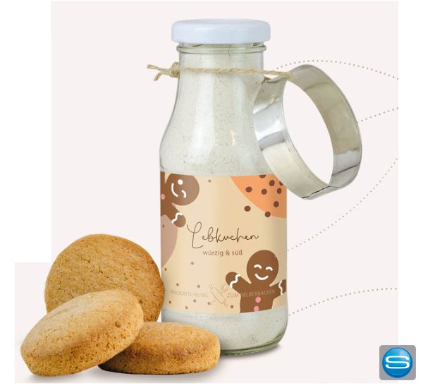 Lebkuchen-Backmischung im Glas als Werbegeschenk Lebkuchen-Backmischung im Glas als Werbegeschenk