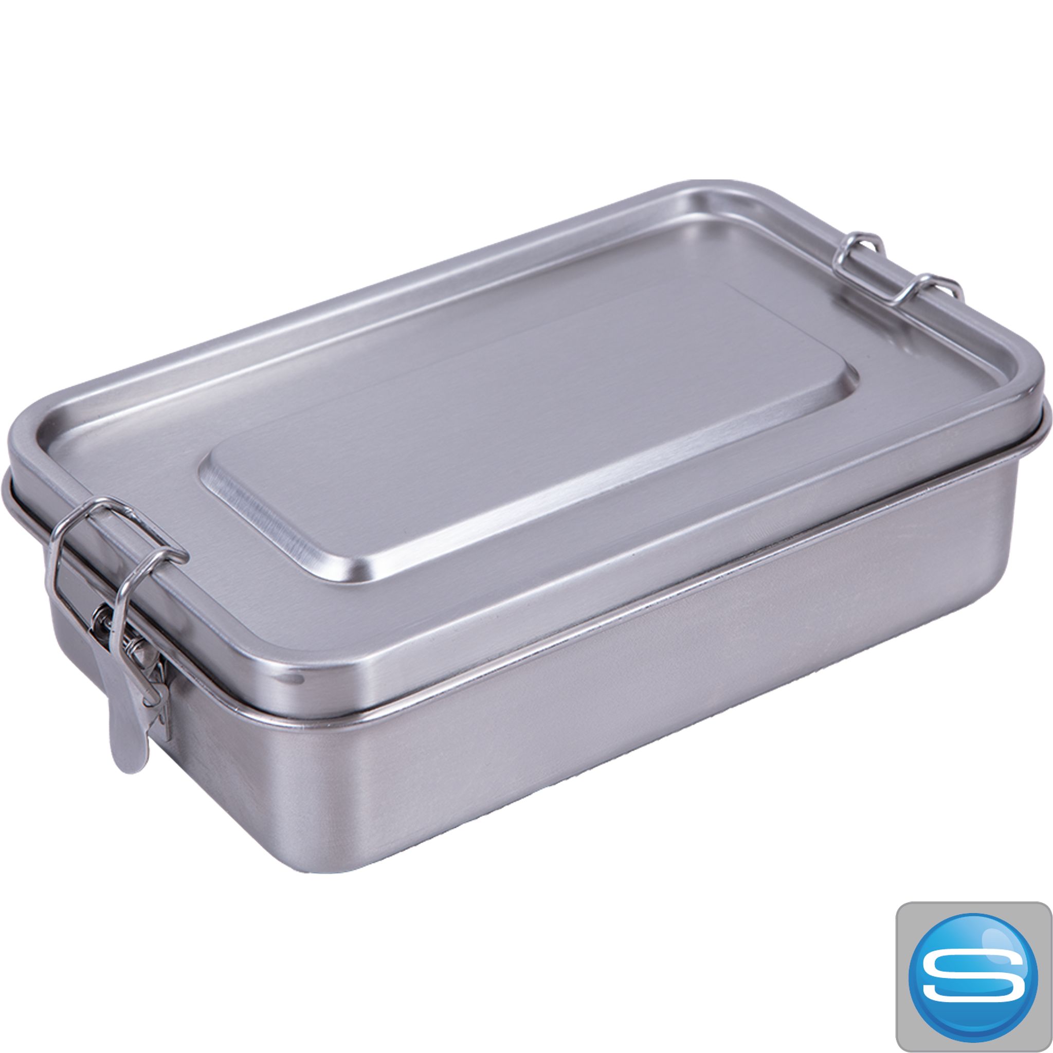 Lunchbox aus Edelstahl mit Logo-Druck