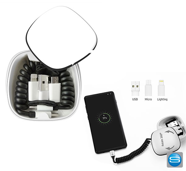 Powerbank mit 5in1 Ladekabel als Werbeartikel