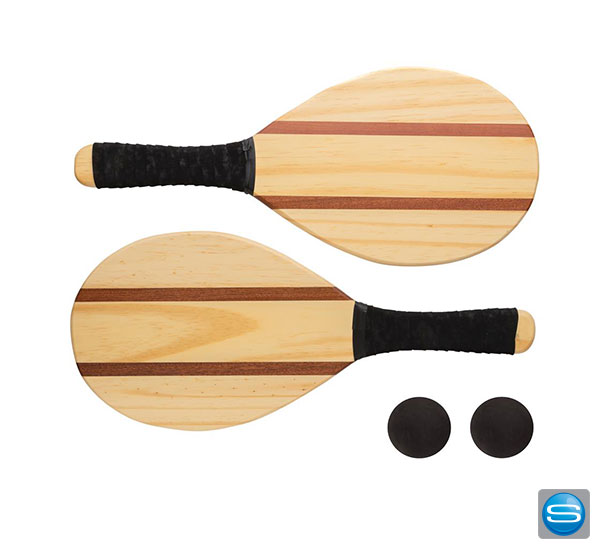 Frescobol Tennis-Set aus Holz als Werbeartikel
