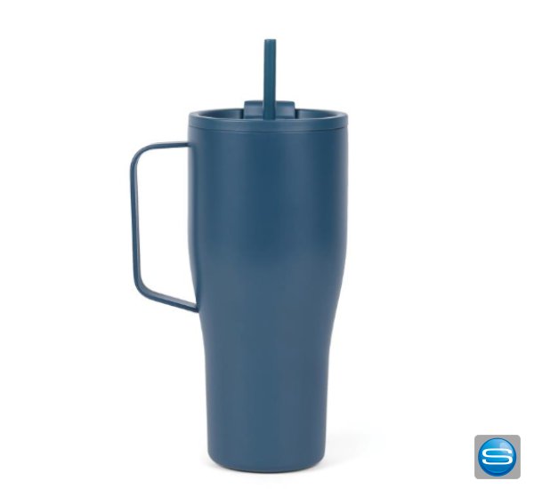 Gravierbare 800ml Vakuum Trinkbecher aus Edelstahl und mit Strohhalm von VINGA