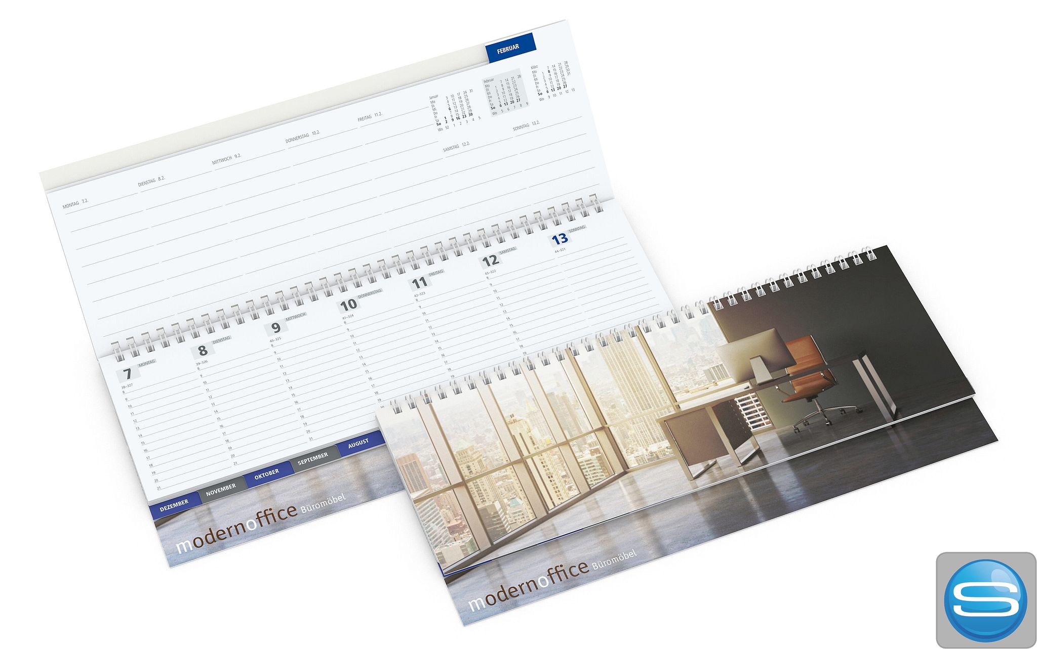 Tisch-Querkalender mit Monatsregister als Werbeartikel