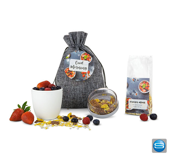 Müsli Set mit Ihrer eigenen Werbung Müsli Set mit Ihrer eigenen Werbung