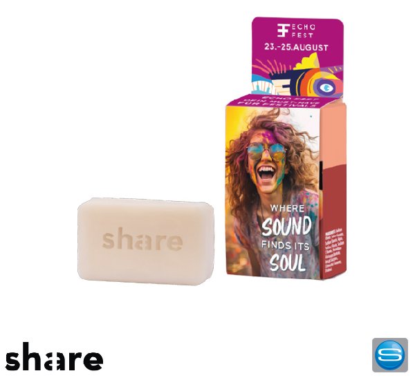Share Seife als Werbeartikel mit Werbecover