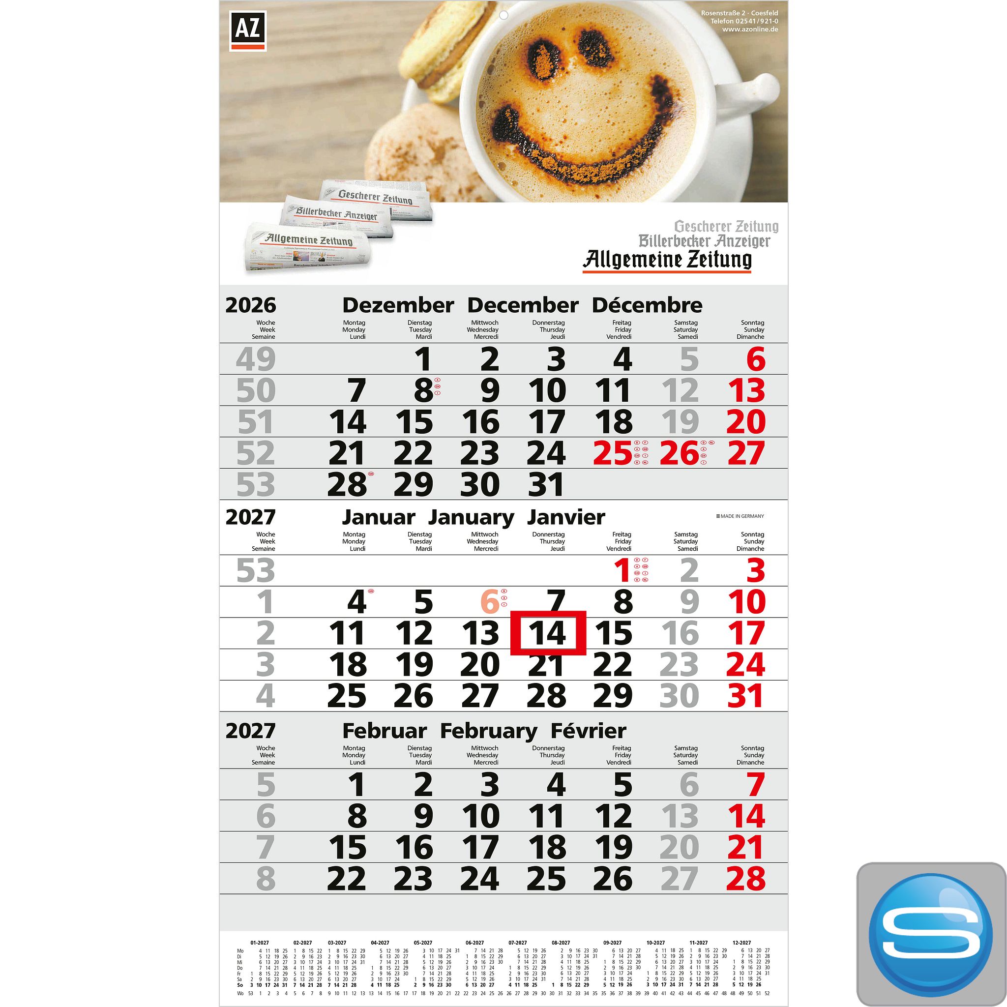 3-Monatskalender Primus 3 Post A EXPRESS als Werbeartikel