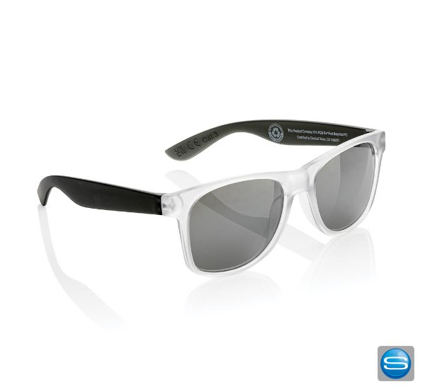 Sonnenbrillen mit farbig verspiegelten Gläsern als Werbeträger