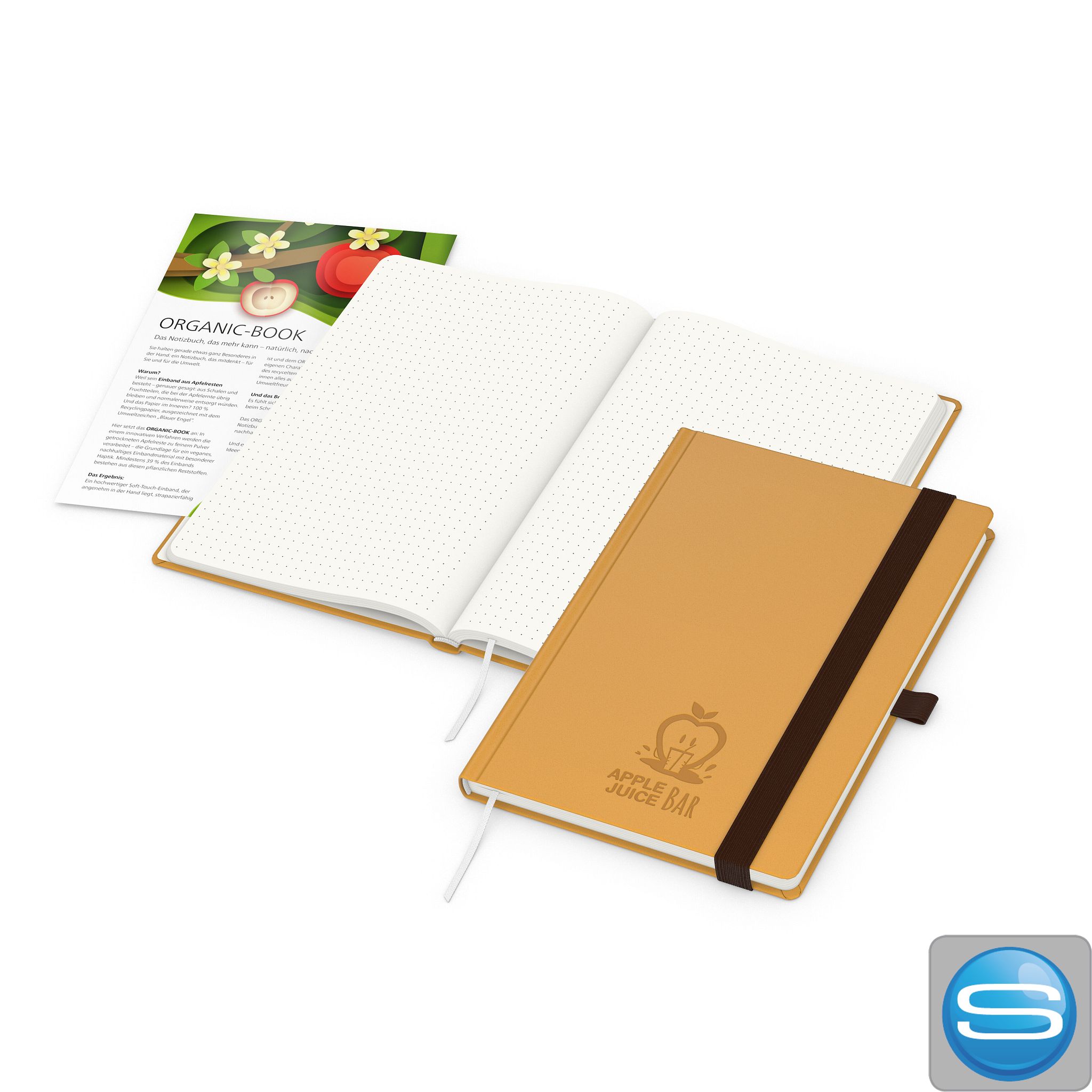 Notizbuch Organic-Book A5 aus Apfelleder mit individueller Blindprägung