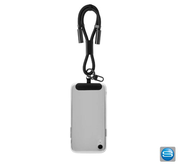 Handyhalterung mit Ladekabel und Datenübertragung an kurzer Handschlaufe 