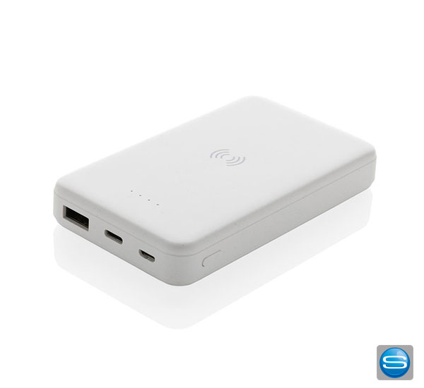Bedruckbare Wireless Powerbank aus recyceltem Kunststoff