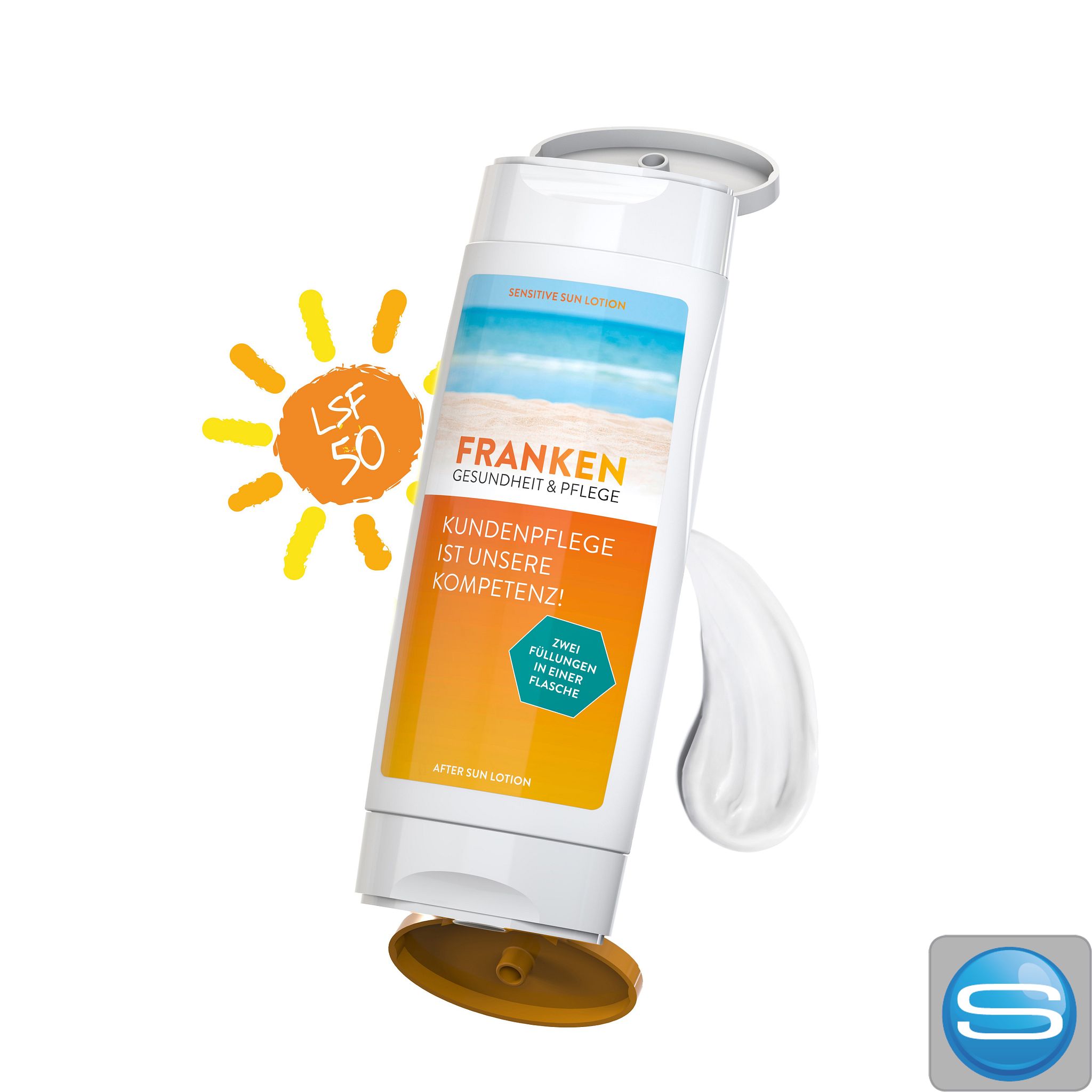 DuoPack Sonnenmilch LSF 50 + After Sun Lotion als Werbeartikel mit eigenem Logo
