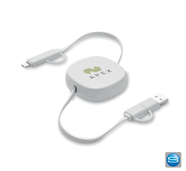 Einziehbares Ladekabel mit individuellem Logodruck