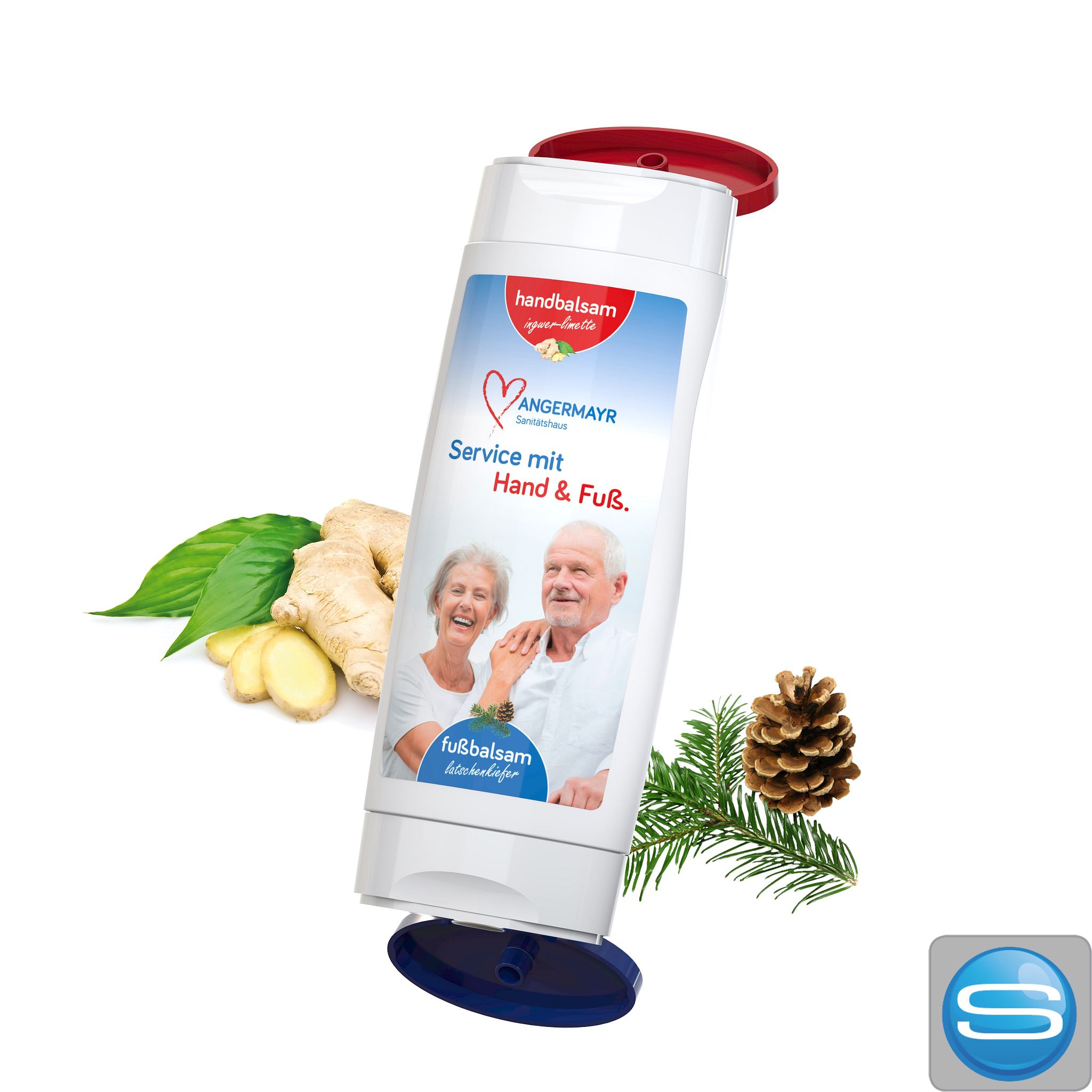 DuoPack Handbalsam & Fußbalsam mit Logodruck als Werbeartikel