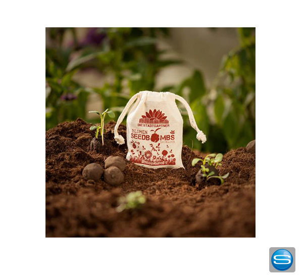 Seedbombs-mit-Logo-im-Jute-Sack Samenbomben im Jutebeutel