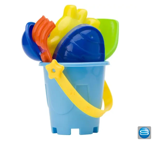 Strandeimer mit Sandformen als Werbepräsent