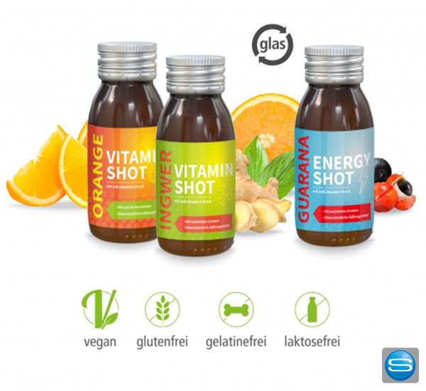 Vitamin, Ingwer oder Energy Shots mit eigenem Logodruck