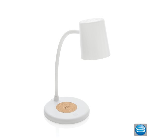 Schreibtischlampe aus RCS rec. Plastik & Kork als Werbegeschenk