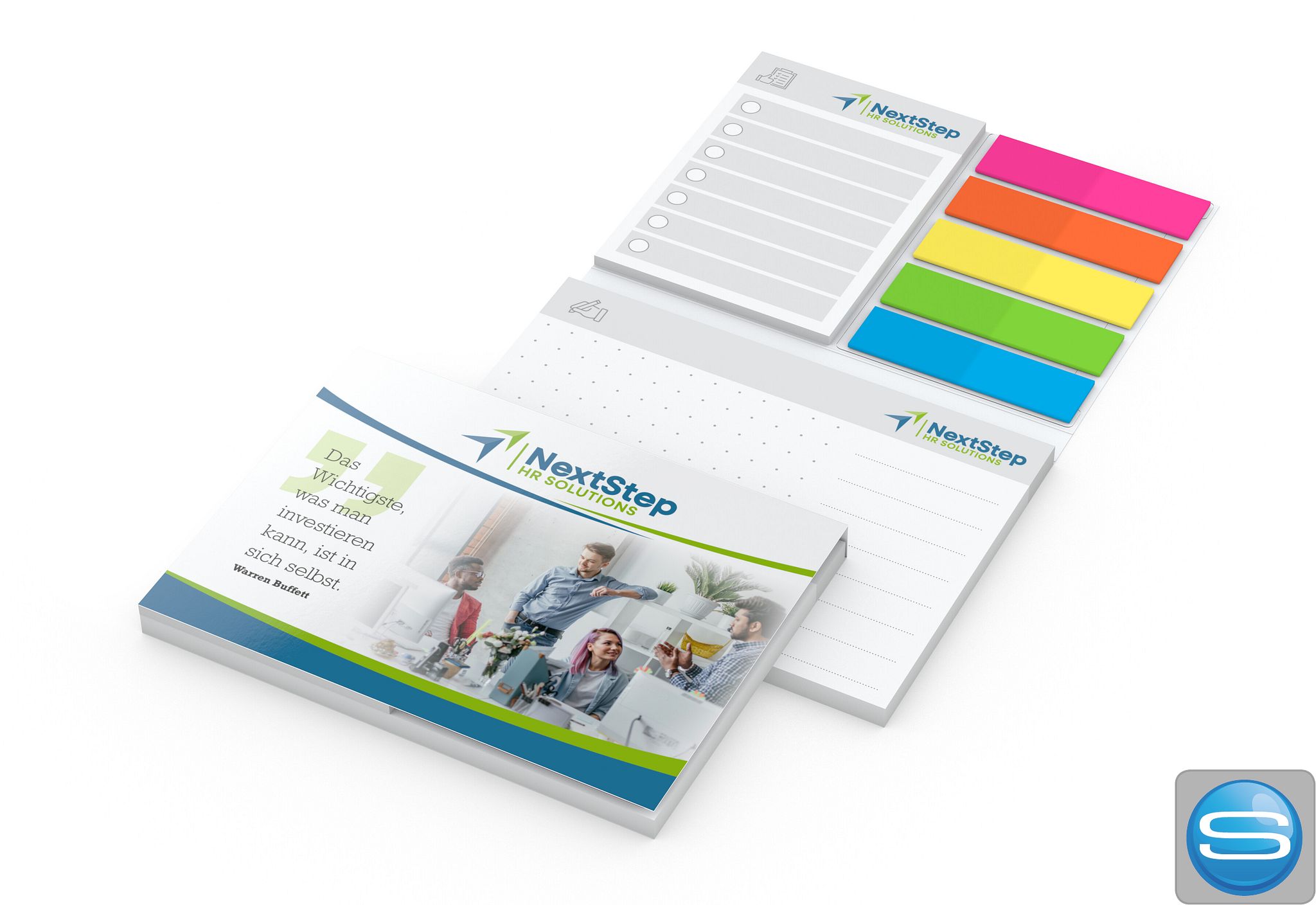 Haftnotiz-Set mit Softcover als praktisches Giveaway mit Logodruck