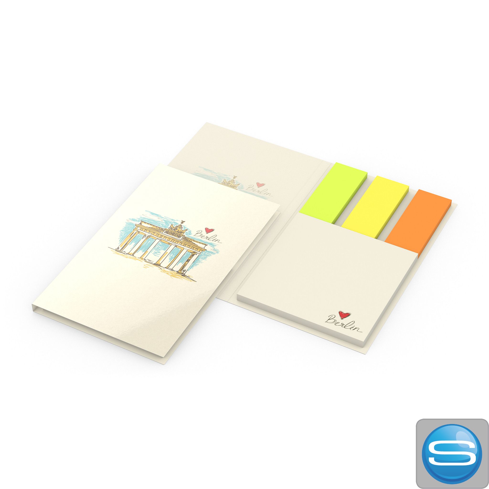 Haftnotiz-Set Berlin mit Softcover als Werbeartikel mit Logodruck