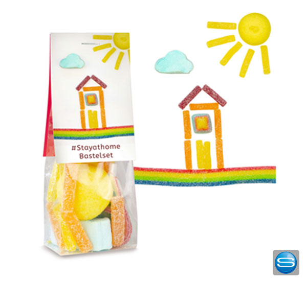 Bastelset aus Süßigkeiten für Zuhause als Werbemittel mit Logodruck