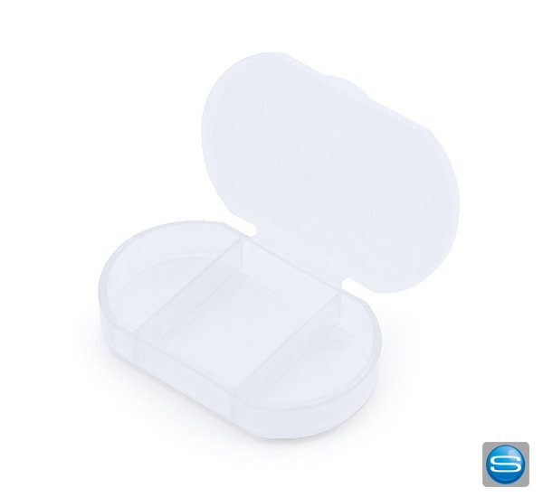 Halbtransparente Pillendose mit Ihrem Logo