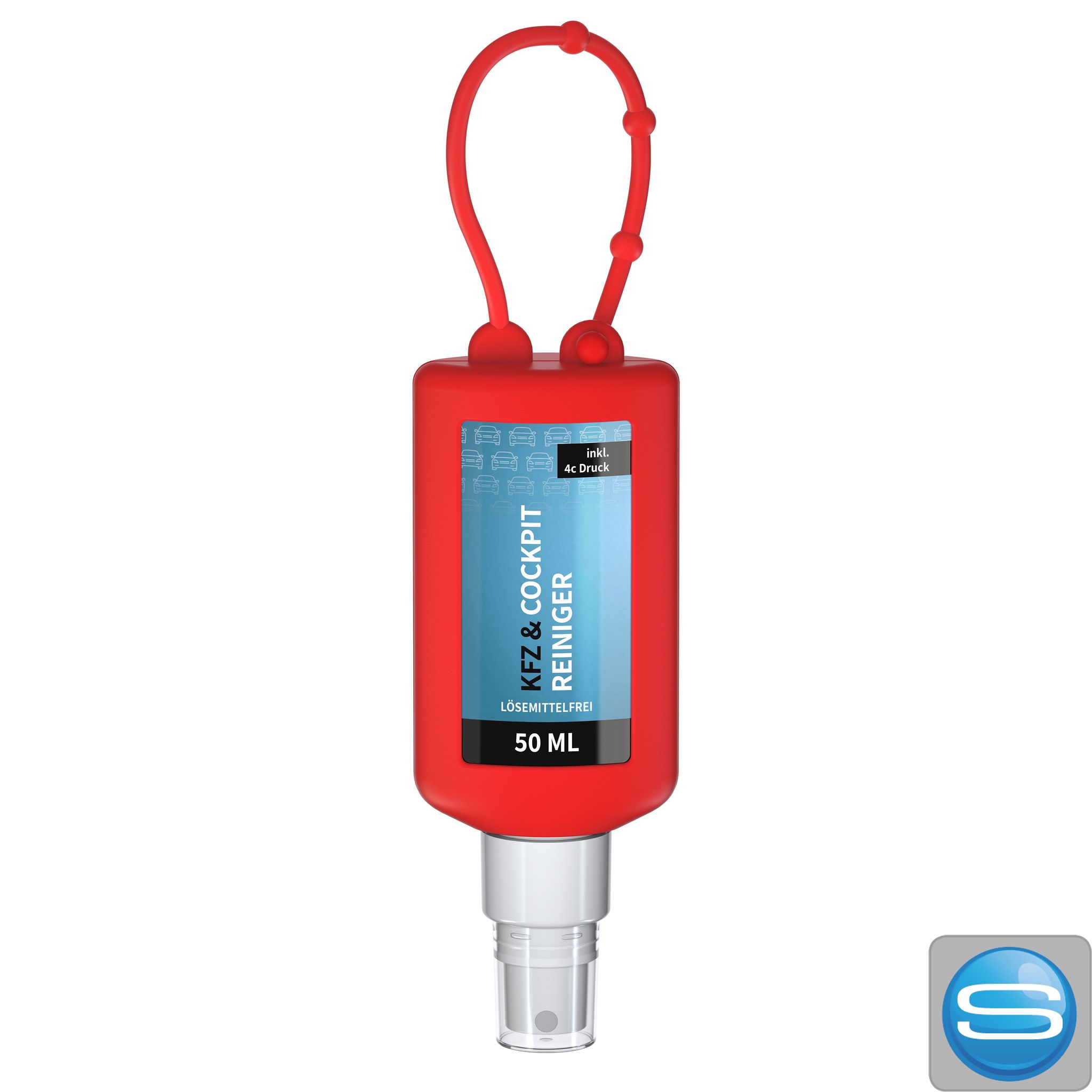Kfz Cockpit-Reiniger 50 ml Bumper mit Logo – nachhaltiges Werbegeschenk