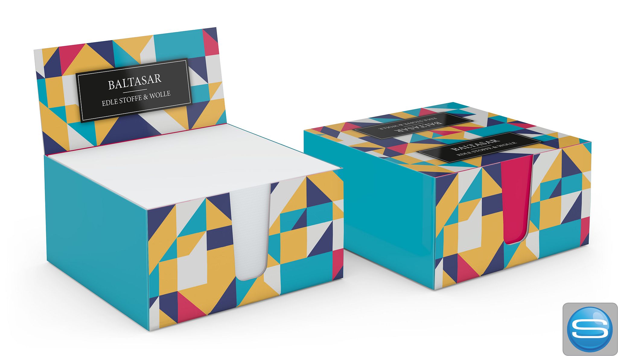 Notizzettel-Box Memo-Box mit vollflächigem Logodruck