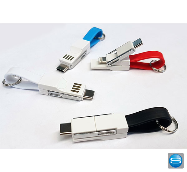 3in1-ladekabel-als-werbung 3in1 Ladekabel mit iPhone und USB C Anschluss mit Logo bedrucken