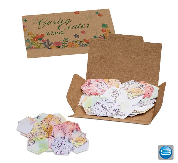 Bedruckbare Scheckkarte gefüllt mit Samenpapier in Wabenform