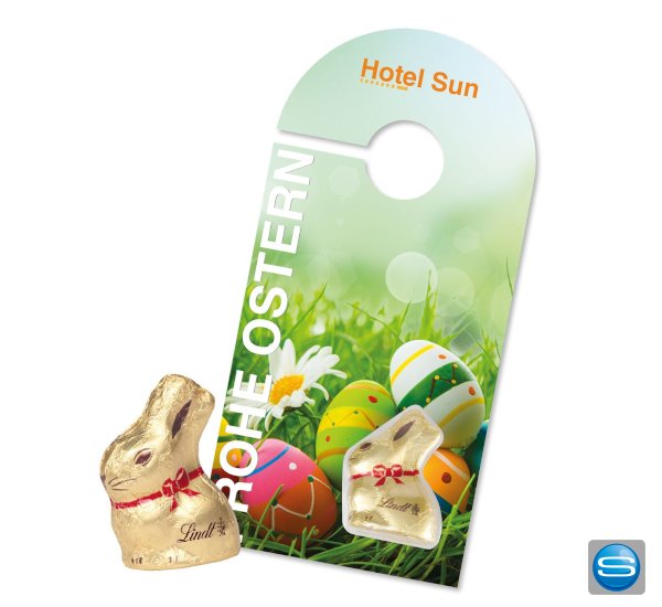 Türhänger mit Lindt Goldhasen individuell bedrucken