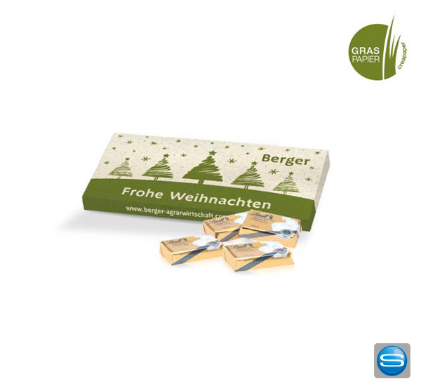 Lindt Schokolade mit bedruckbarer Kartonage als Werbegeschenk