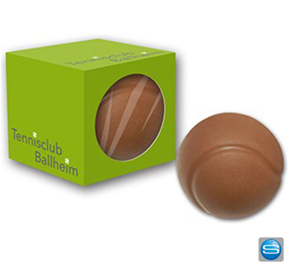 Schokoladentennisball als Werbegeschenk bedrucken