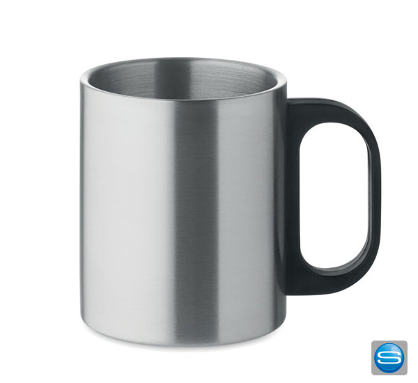 tasse-kaffe-silber Doppelwandiger Becher aus Edelstahl mit Ihrem Logo bedrucken