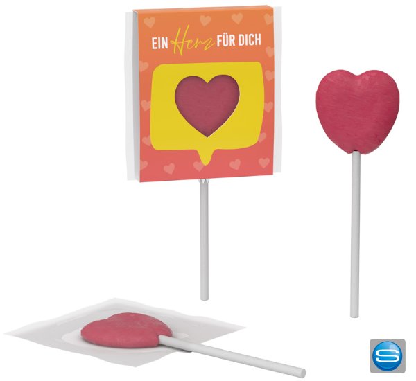 Lolli in Herzform als individuelles Werbegeschenk