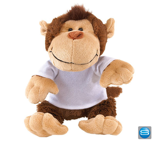 Stofftier Affe mit T-Shirt als Werbegeschenk für Kinder