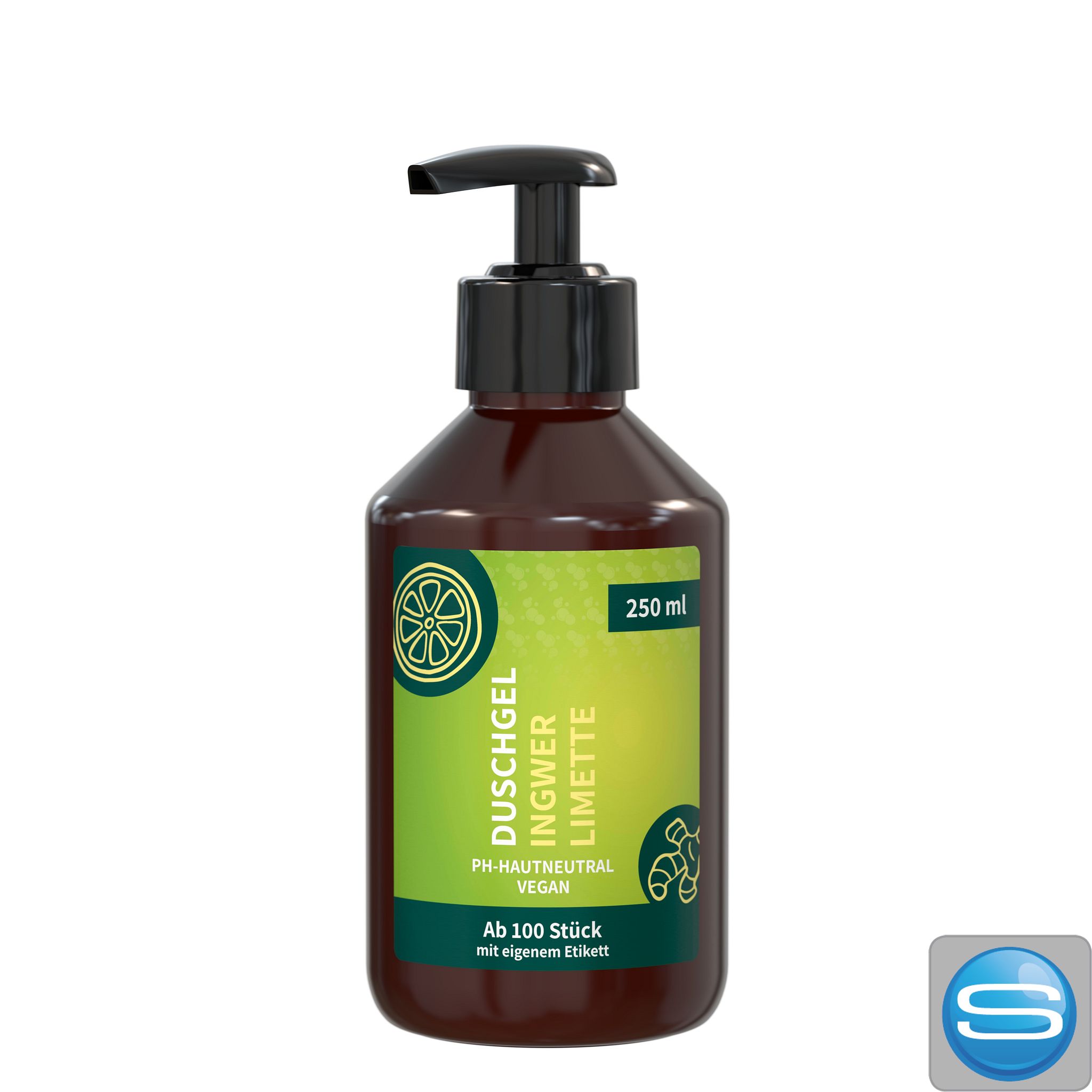 Duschgel-Spender 250 ml aus rePET mit individuellem Body Label