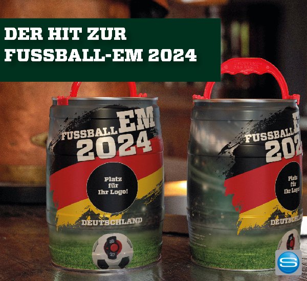Bierfass 5l im Fußball-EM Design mit Ihrem Logo  Bierfass 5l im Fußball-EM Design mit Ihrem Logo