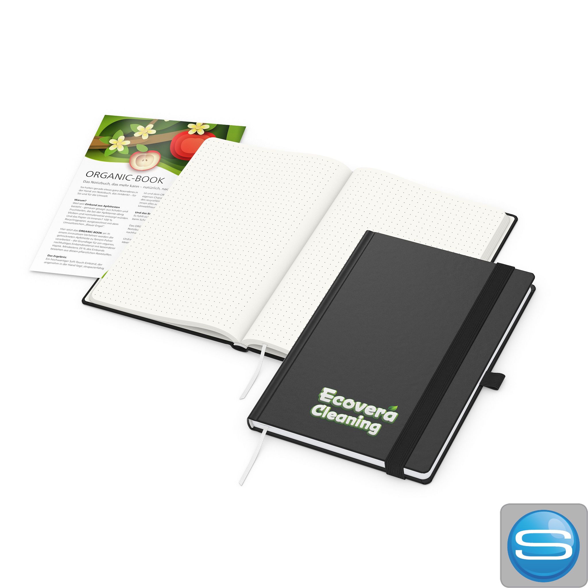 Notizbuch Organic-Book A5 Apfelleder als Werbegeschenk mit Logodruck