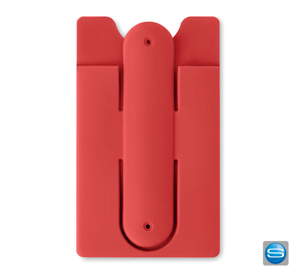 kreditkartenhalter-mit-eigenem-logodruck-rot Kreditkartenhalter für das Smartphone mit individuellem Logodruck