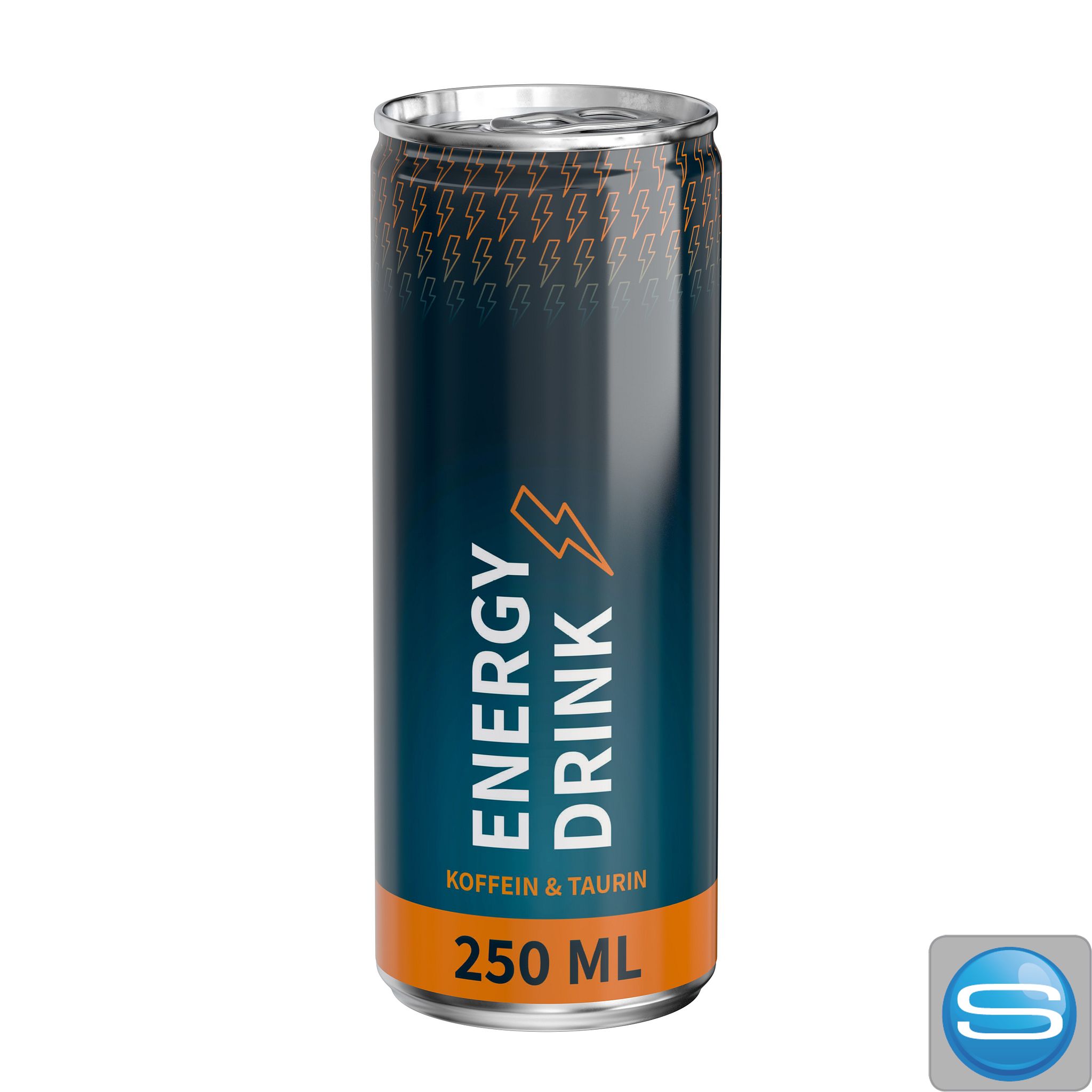 Energy Drink classic Dose mit Fullbody-Etikett bedruckt