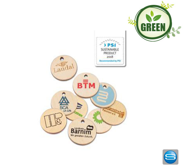 Nachhaltiger Einkaufwagen-Chip aus Holz