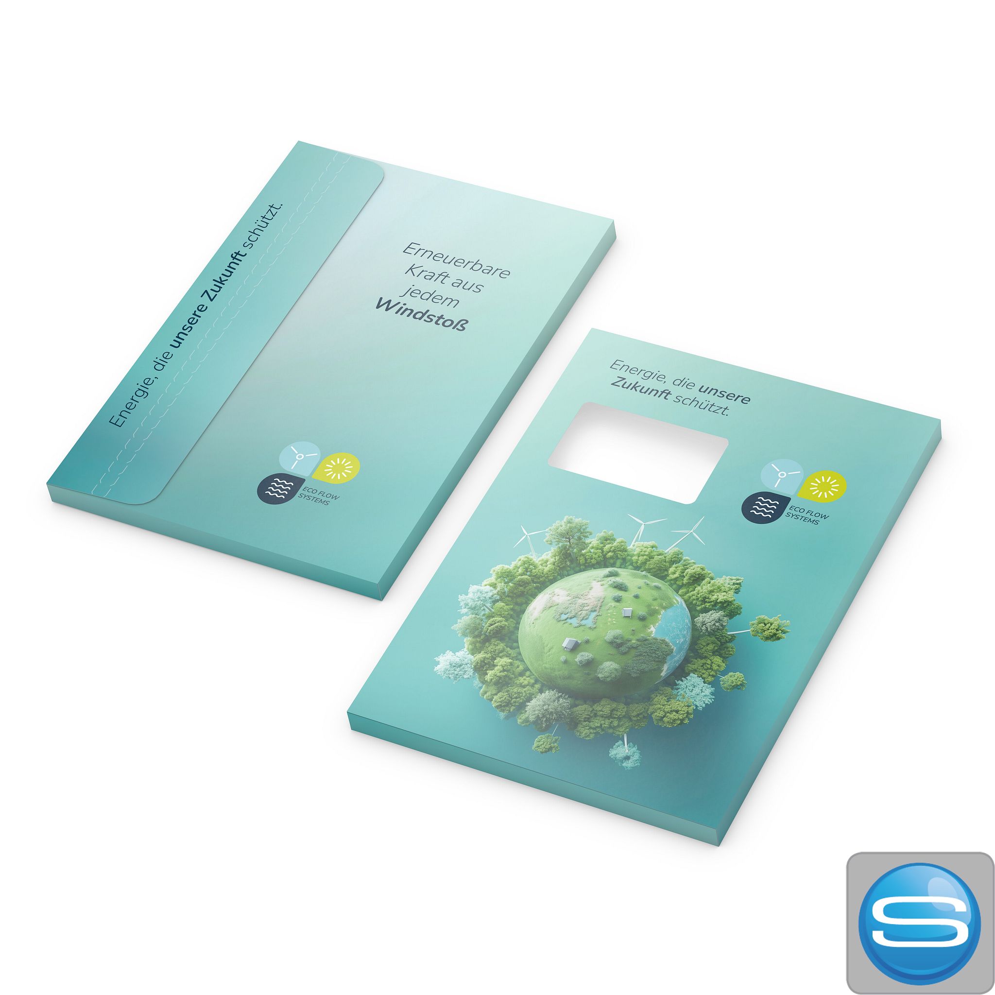 Versandmappe Recycling A4 mit Haftklebestreifen individuell bedruckt