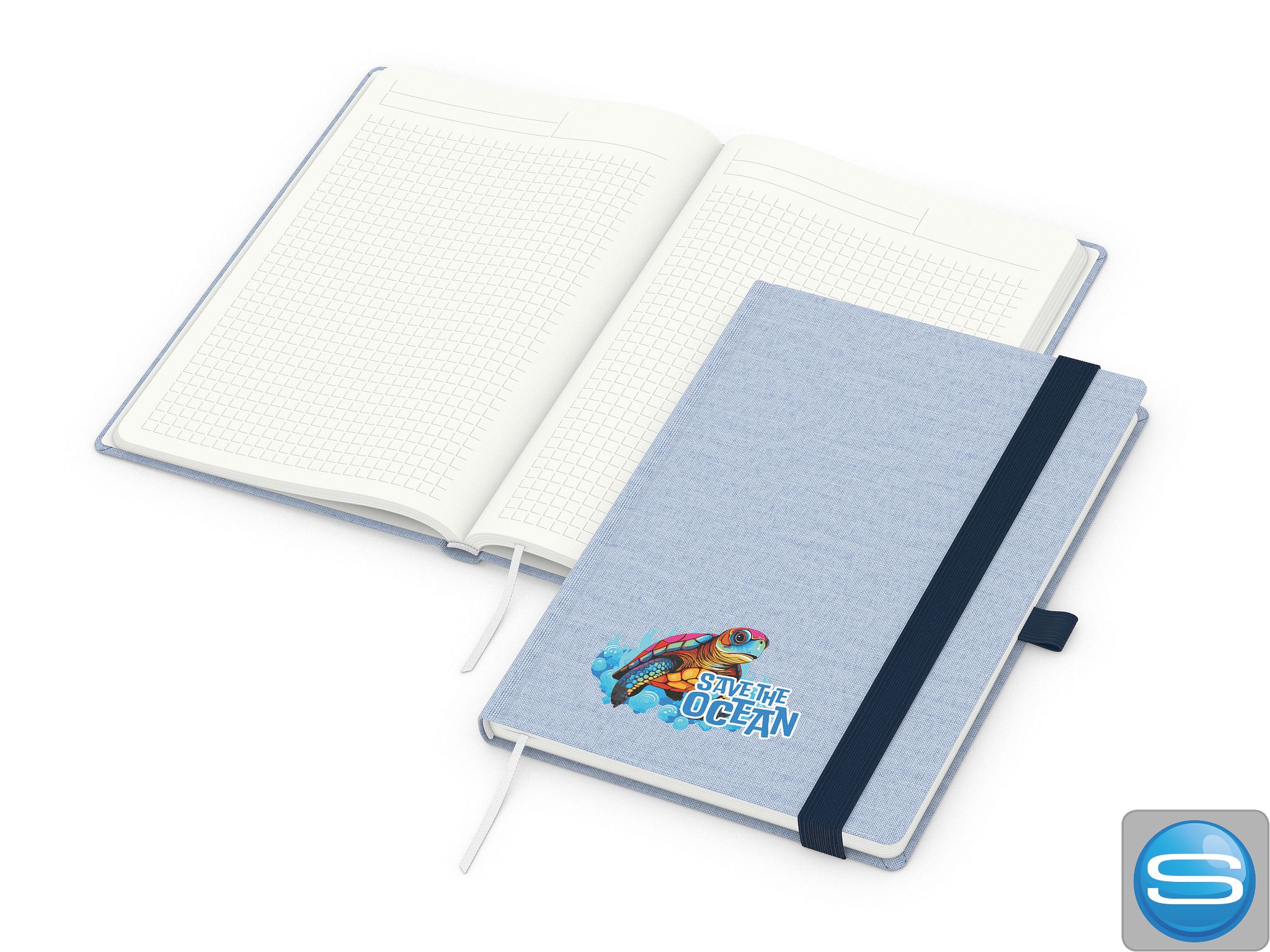 Notizbuch Ocean-Book Recycling mit Firmenprägung