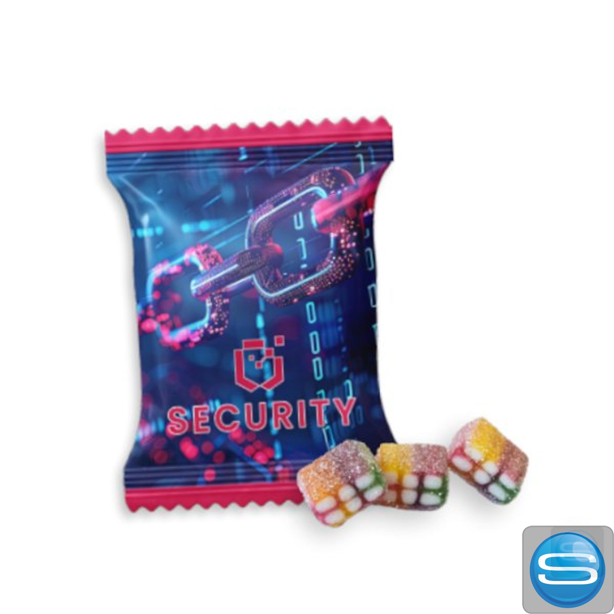 Fruchtgummi-Werbetüte Haribo Pixel vegan mit Logodruck